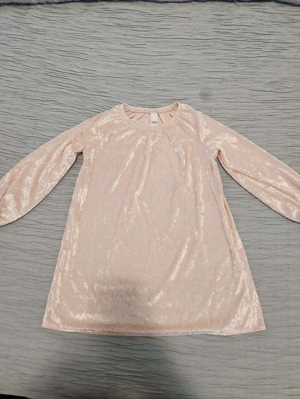 Harper Canyon Shimmery Blush Pink Velvet Long-Sleeve Dress For Girls